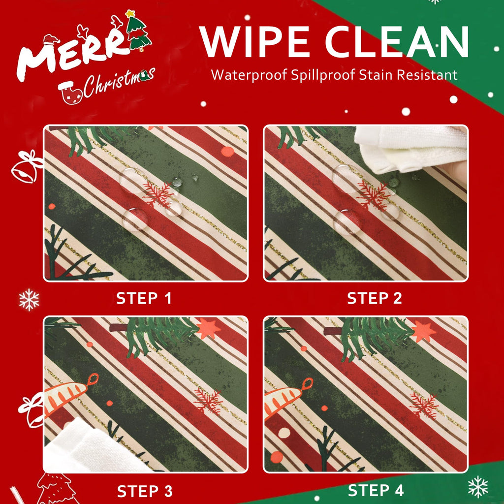Christmas Tablecloth, Striped Rectangular, Farmhouse, 70 x 108 Inch