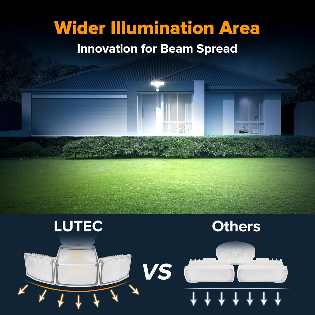 80W 9000LM LED Security Light Hardwire Motion Sensor Outdoor Lights, 4 Head LED Flood Lights Outdoor 5000K Daylight