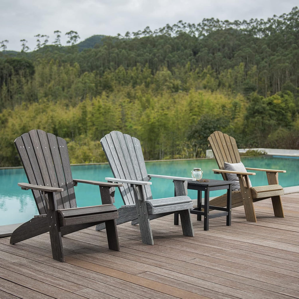 Oversized Adirondack Chair, Grey | Poly Lumber Weather-Resistant Patio Chair with Wide Armrests & High Backrest, Fire