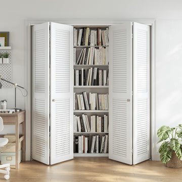 72" x 80" Louvered Bifold Closet Door, MDF, White