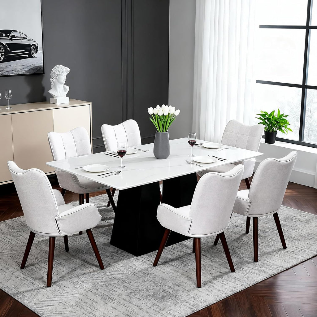 Modern Dining Room Chairs, Mid-Century Upholstered Kitchen Chairs with Back Support and Solid Wood Legs, Accent Chairs for Dining Room