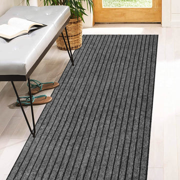 2' x 57' Runner Rugs with Rubber Backing, Indoor Outdoor Utility Carpet Runner Rugs, Stripe Gray, Can Be Used as