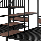 Twin Over Twin Over Twin Bunk Bed with Shelf and Storage Stairs