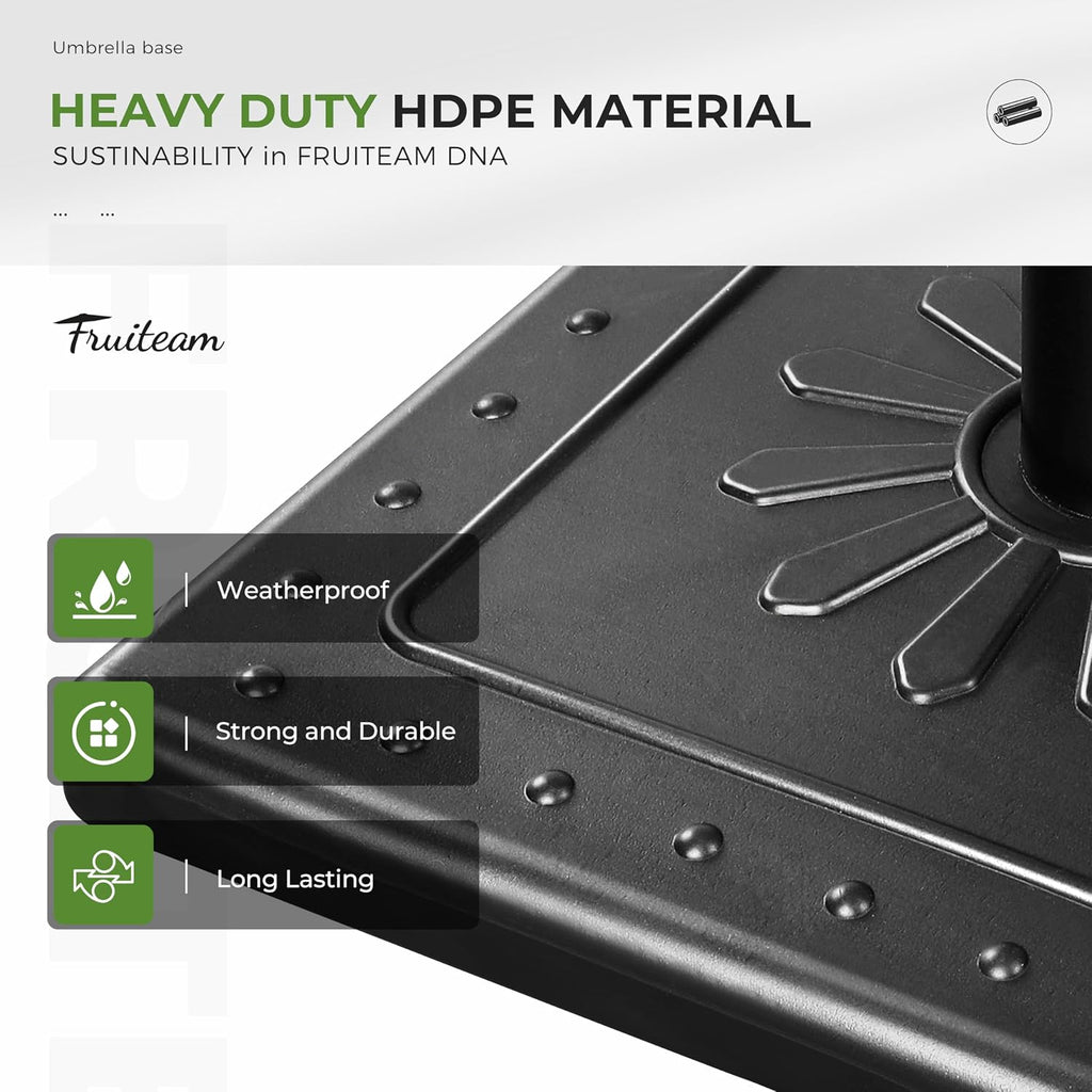 33lb Heavy-Duty Patio Square Umbrella Base, Antioxidant Sprayed Steel Pole Market Table Stand