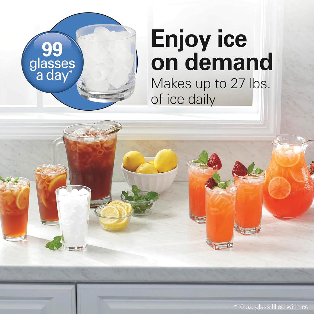 Bullet Countertop Ice Maker Machine, Makes 26 Lbs/Day, 9 Cubes Every 6 Minutes, Self-Clean Function , Makes 2 Sizes