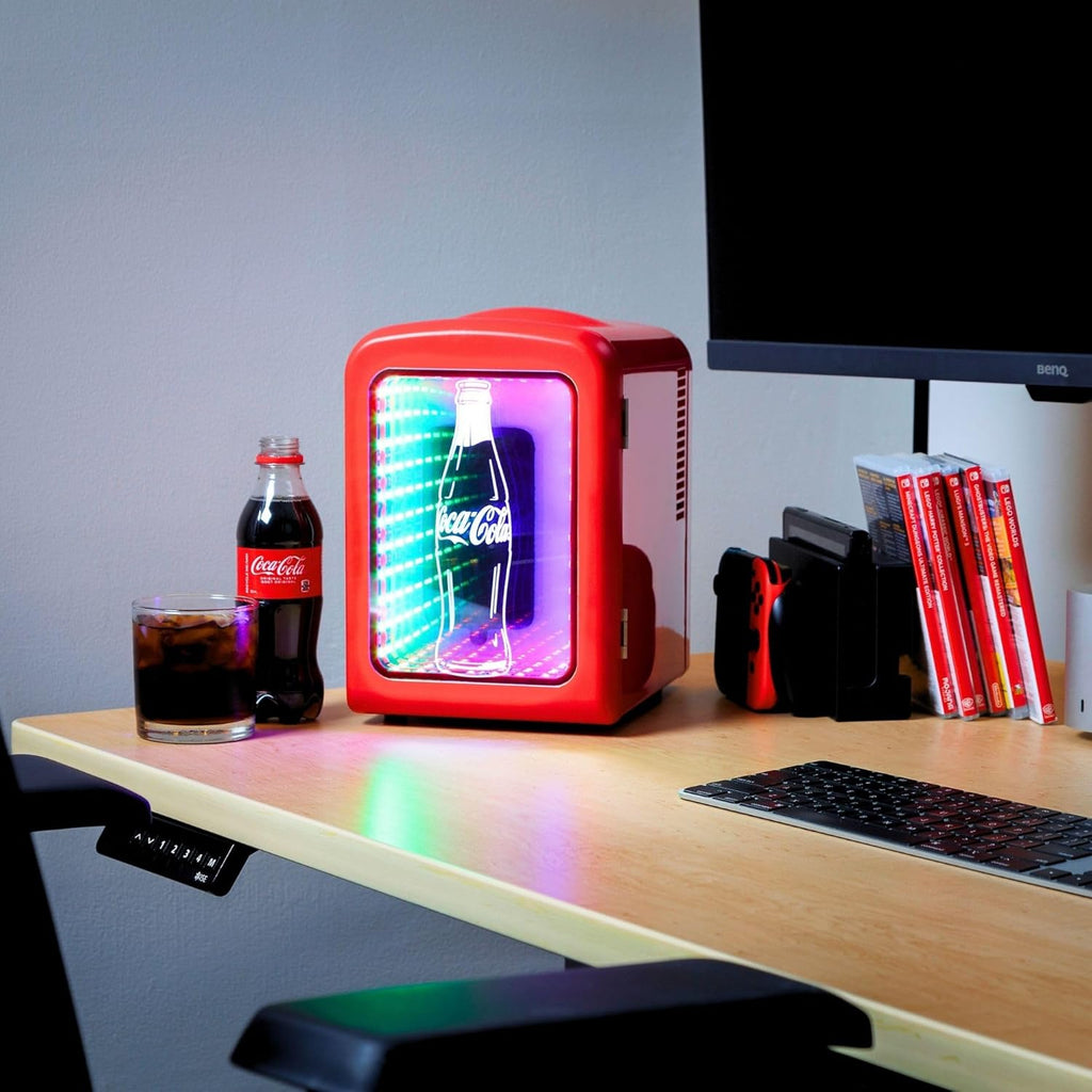 4L / 6-Can Mini Fridge with Multi-Color LED Light - Portable Thermoelectric 12V DC/110V AC Quiet Cooler/Warmer for