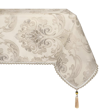 Jacquard Rectangle Tablecloth 60 x 120 Inches, Light Apricot