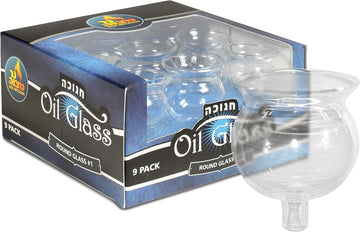 Hanukkah Glass Oil Cups - Elegant Holders for Oil for Shabbos and Chanukah - Durable Quality, Long-Lasting - Size #1 - Set of 9
