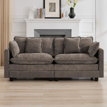 76'' Cloud Deep Seat Loveseat, Modular Sofa, Brown