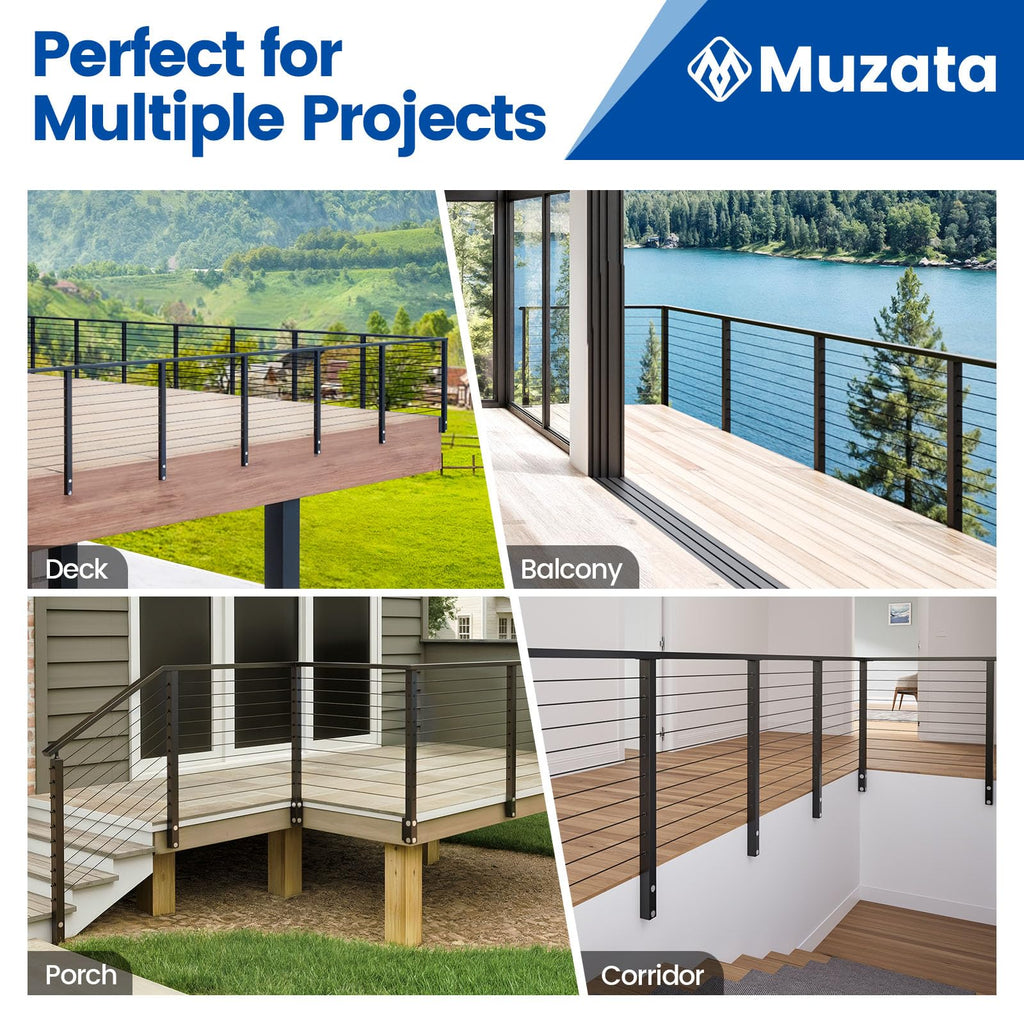 16-20ft Side Mount Modular Cable Railing Kit for Decks 36 Inch RW21