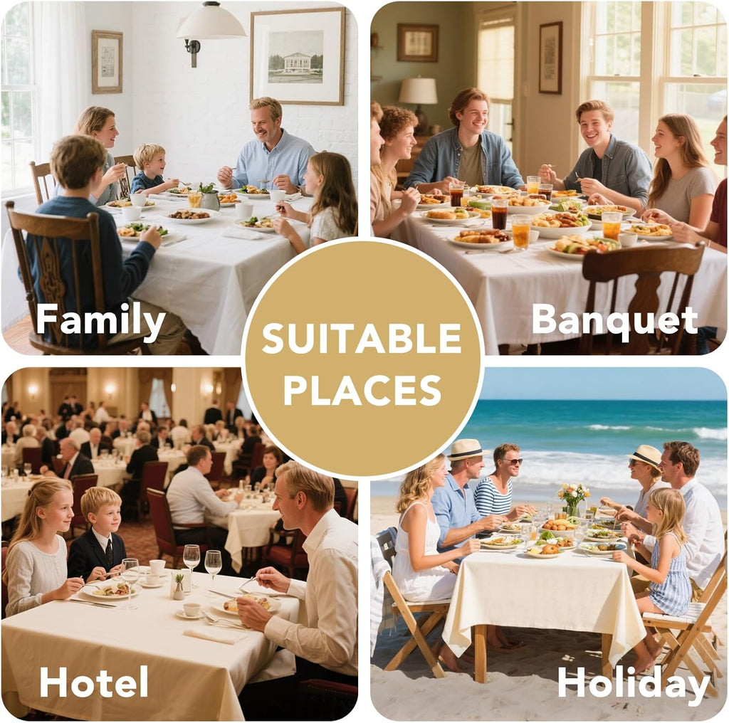 Linen Table Cloths Rectangle 60 x 120 Inch Premium Tablecloth Spill-Proof Waterproof Table Cover for
