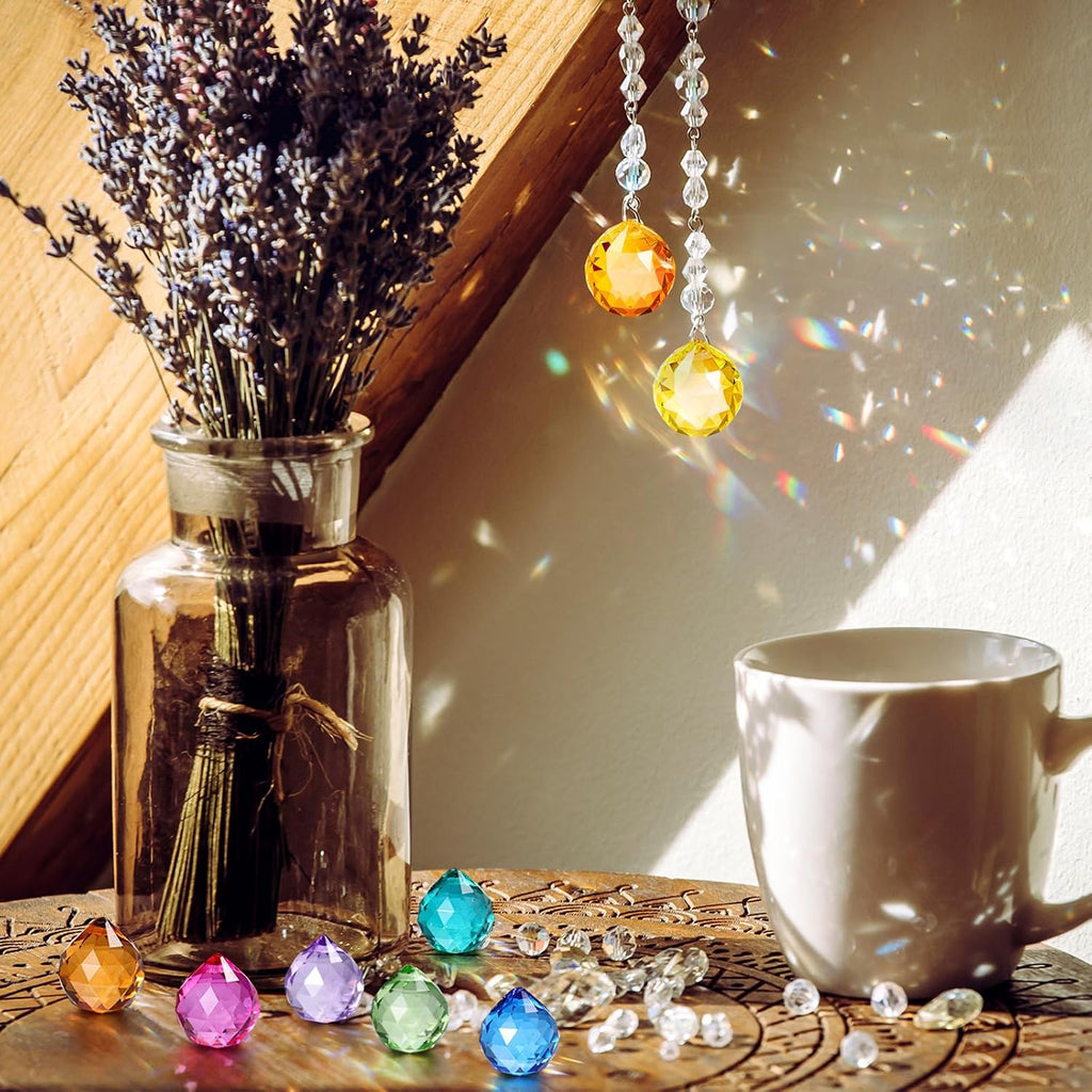 60 Pack Suncatcher Crystals Ball 20 mm Crystal Prism Clear Window Rainbow Hanging Suncatchers for Wedding, Feng Shui