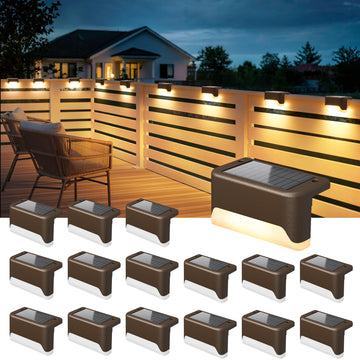 Solar Deck Lights Outdoor, Fence Lights Waterproof, 16 Pack Warm White