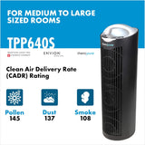 Therapure TPP640 Air Purifier Tower with Air Sensor, Handle, and Remote Control (Black)