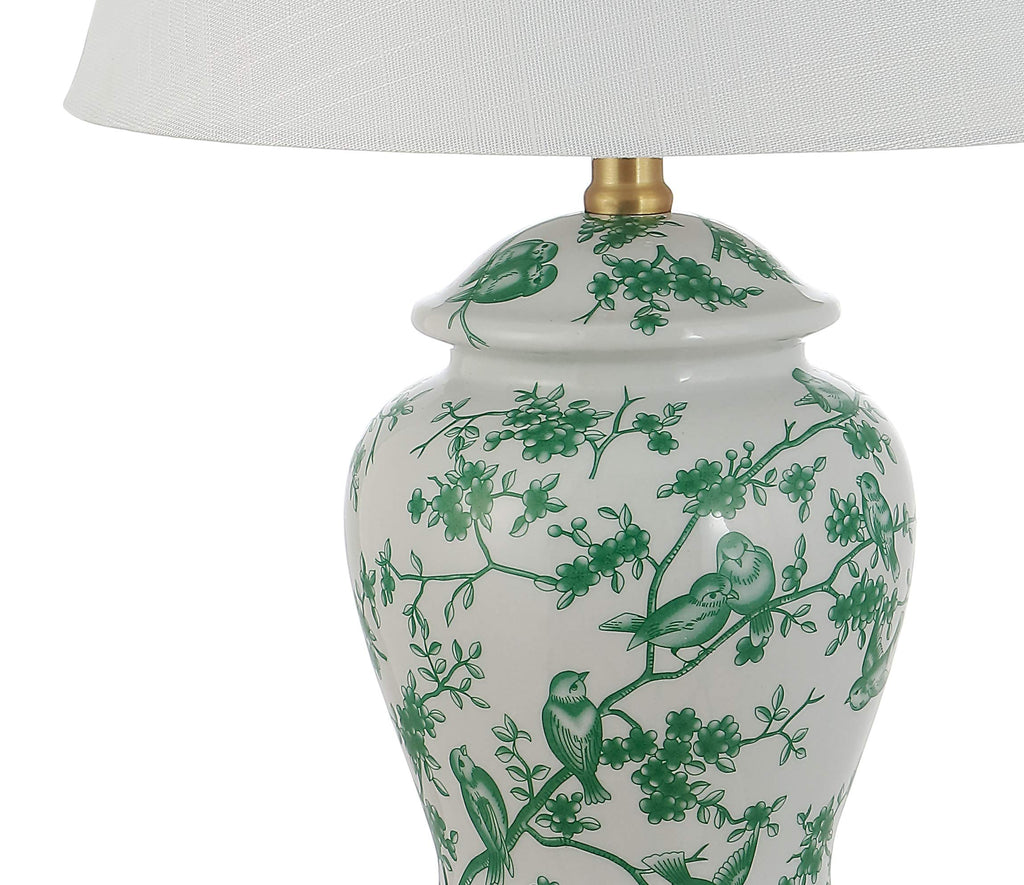 Penelope Ginger Jar 22" LED Table Lamp, White/Green