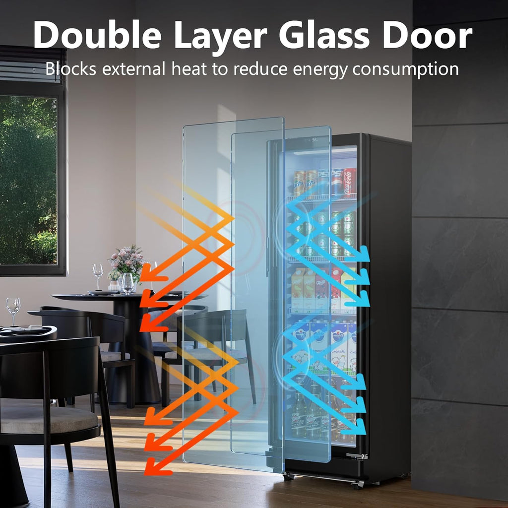 7 Cu.Ft Commercial Refrigerators, Display Fridge with Locking, Key & LED, Outdoo