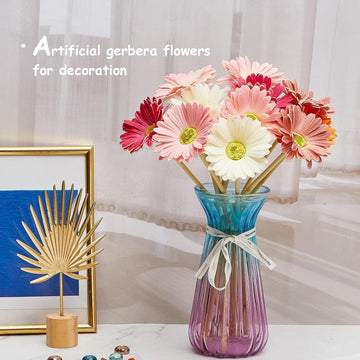 18 Pcs Artificial Gerbera Daisies Flowers 15 in Fake Daisy Bouquet