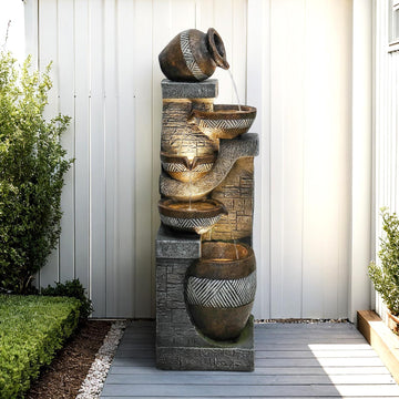 42.5" Tall Outdoor Water Fountain and Waterfalls