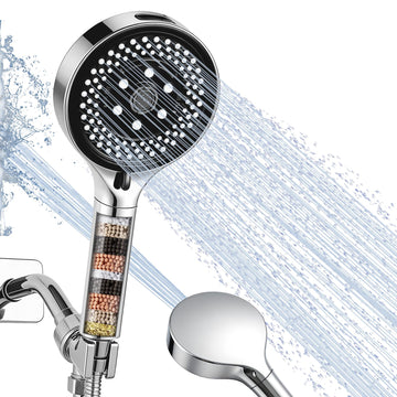 Filtered Handheld Shower Head, High Pressure, 7 Spray Modes, 59" Hose
