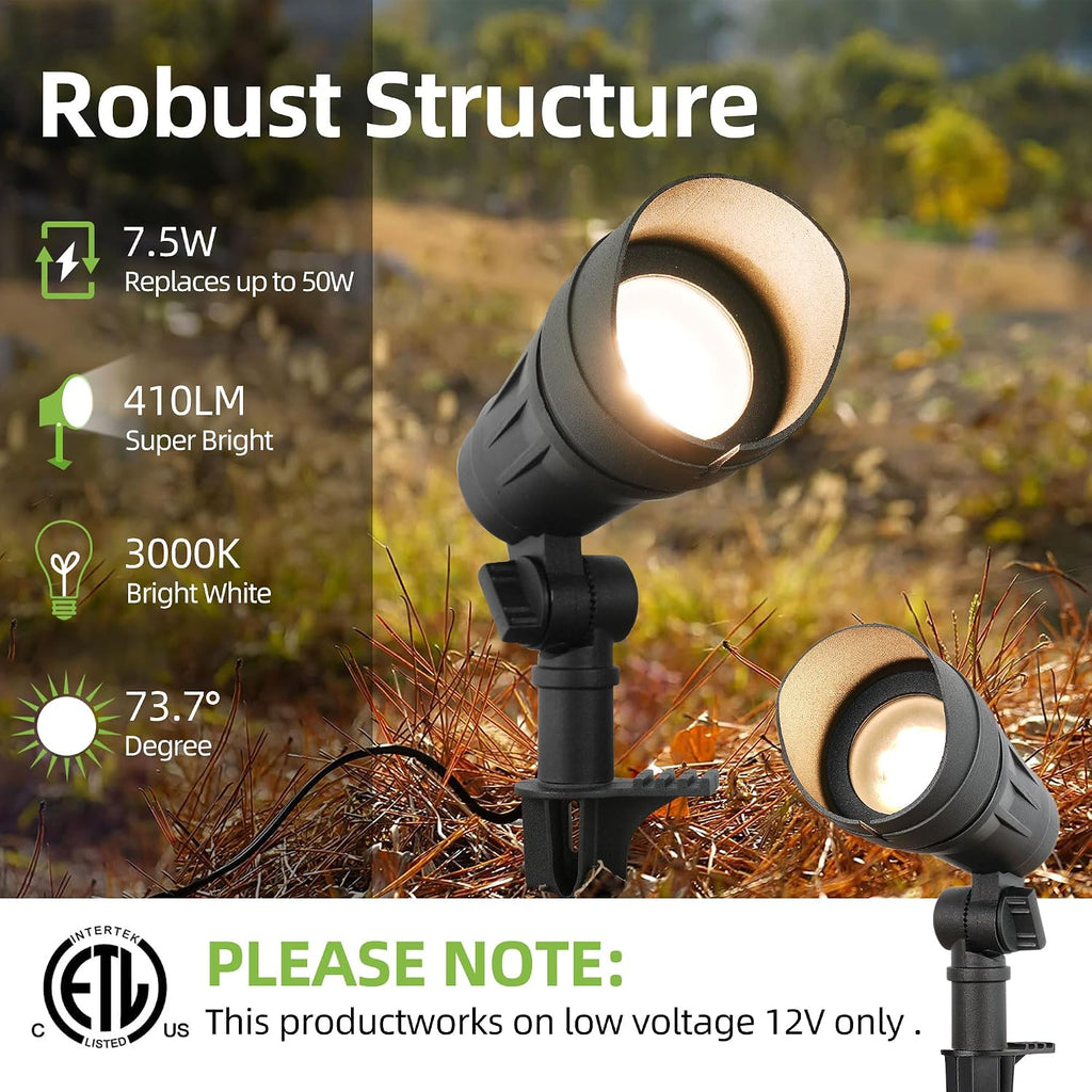 Low Voltage LED Landscape Spotlights, Aluminum Spot Lights Outdoor | Waterproof Outdoor Spot Lights, 12-15V 7.5W
