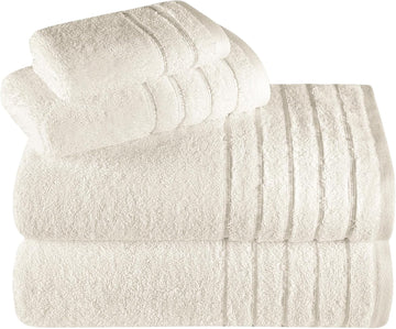 Luxury 4 Piece Towels Set, Made with 100% Turkish Cotton, Highly Absorbent & Comfy, Includes 2 Bath Towels, 1 Hand