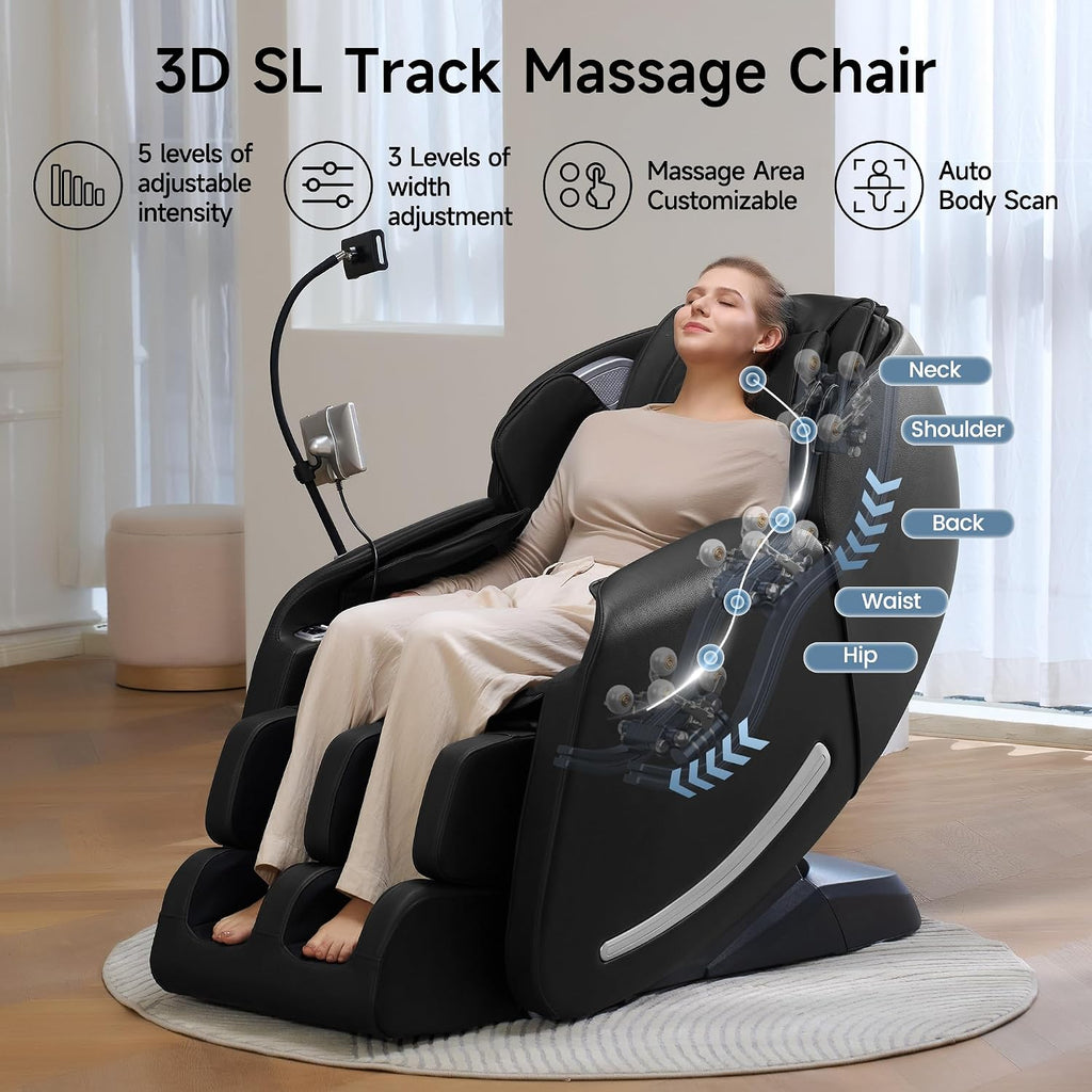 Massage Chair Full Body with Unique Phone Controller, Zero Gravity 3D SL-Track Recliner with APP Control, Child