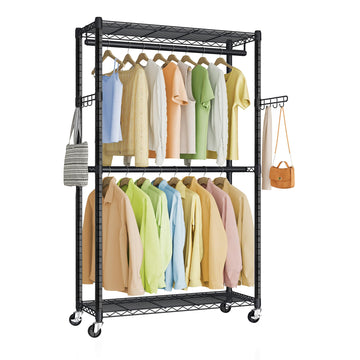 Heavy-Duty Clothes Rack, Portable Closet on Wheels, Garment Rack