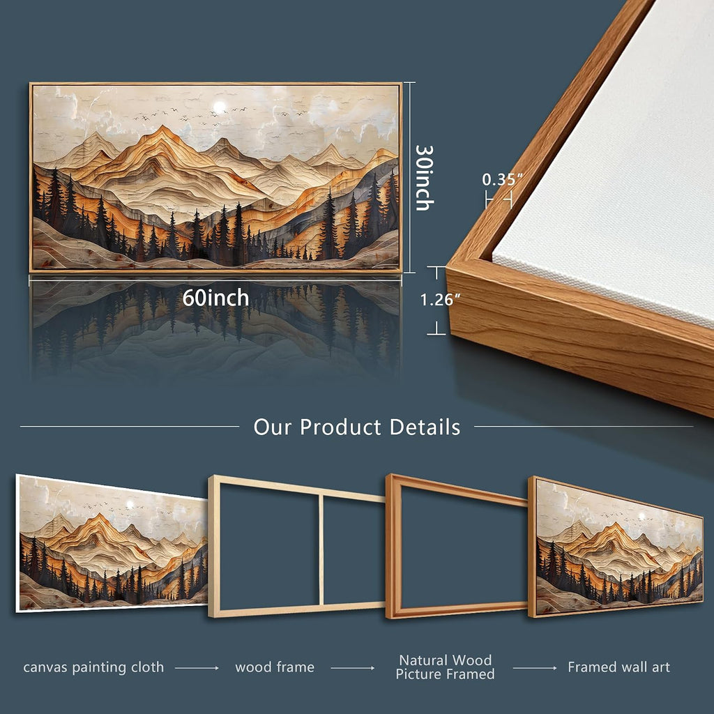 Large Framed Wall Art Decoration Abstract Wall Paintings Mountain Landscape Pictures Nature Forest Office Artwork