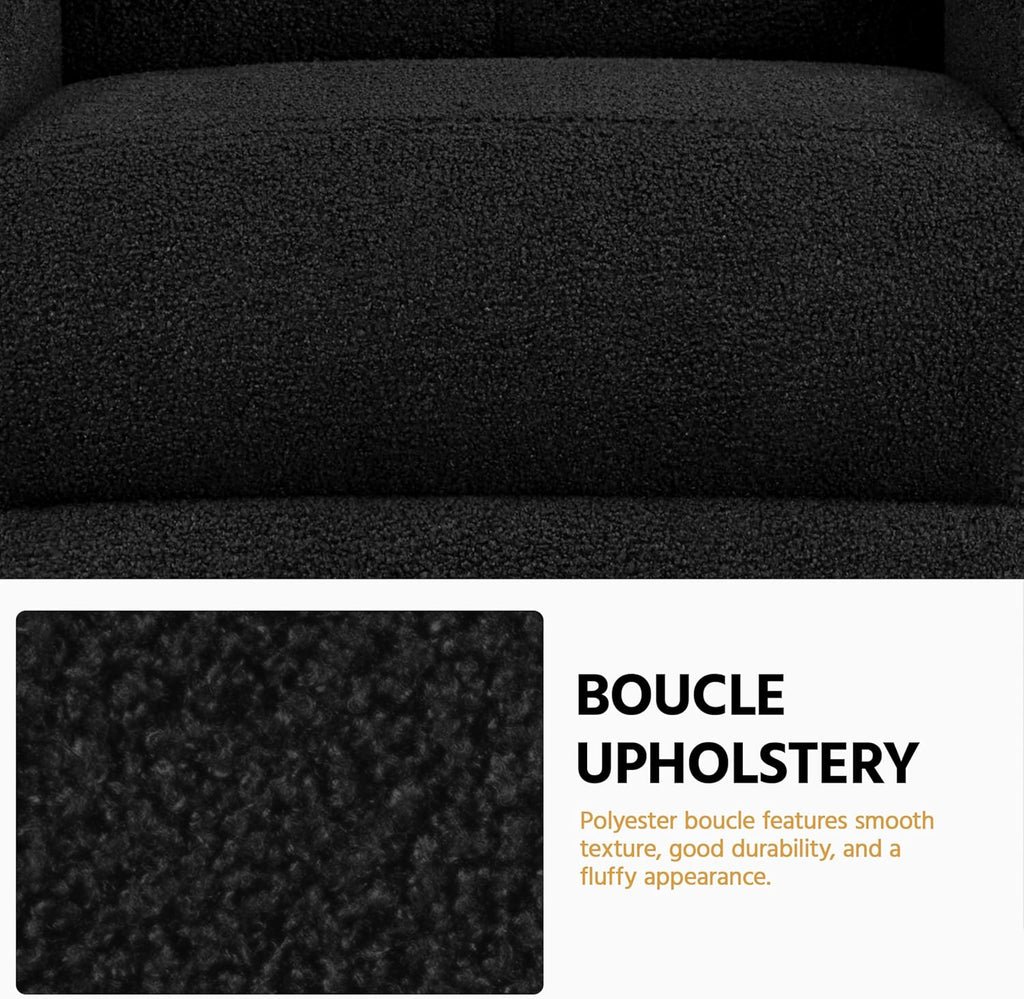 Boucle Recliner Chair Single Sofa Home Theater Seating, Adjustable Modern Push Back Armchair with Pocket Springs