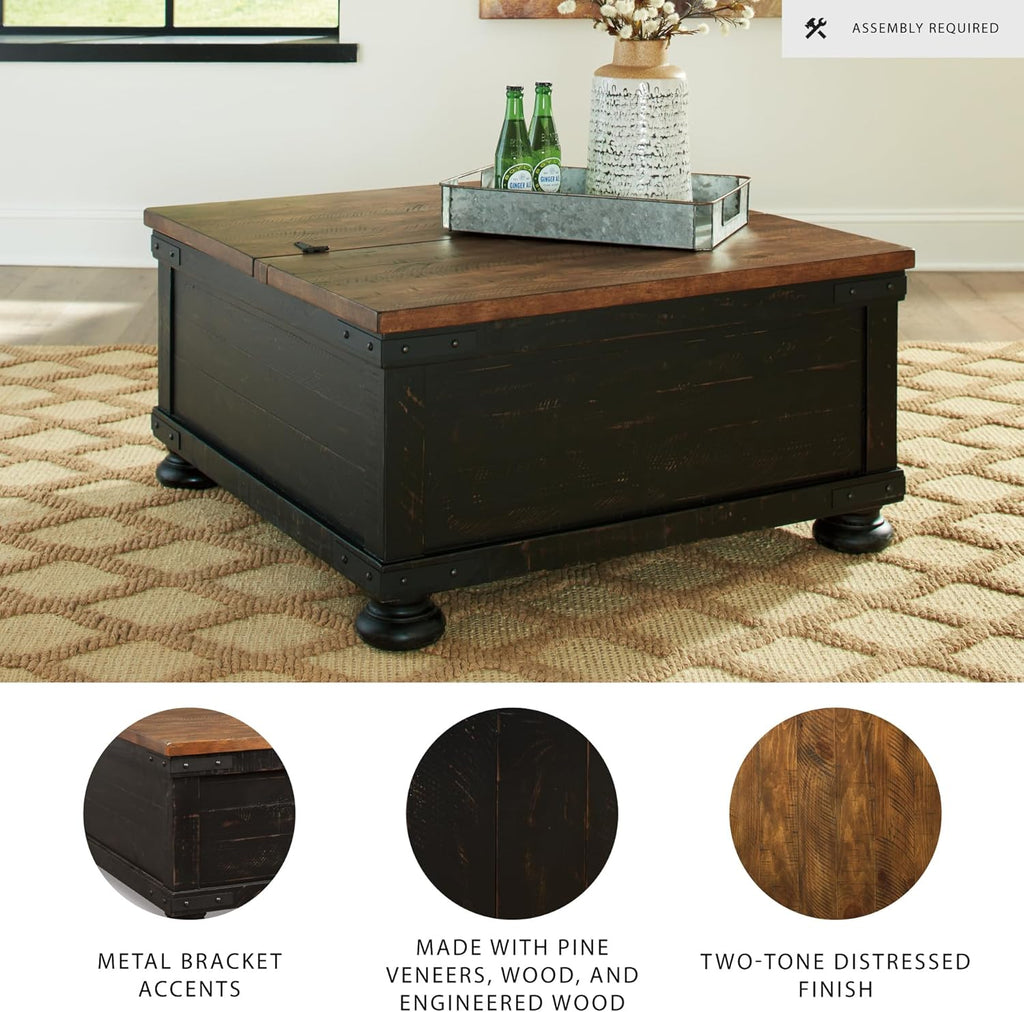 Valebeck Lift Top Coffee Table, Storage, Split-top Design, Wood, 36" W x 36" D x 18" H