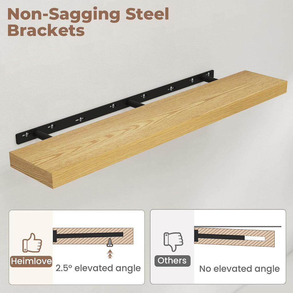48 inchs Floating Shelves for Wall Mounted Set of 2,Rustic Wood Floating Shelf with Invisible Brackets for Small