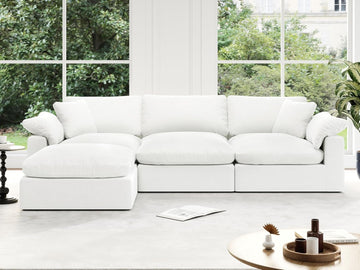 Cloud Modular Sectional Sofa, Oversized Convertible Modular Cloud Couch, Down Feather Filled Sectional Sofa Comfy Upholstered Deep Seat Couches for Living Room, Sofa Covers Washable & Replaceable