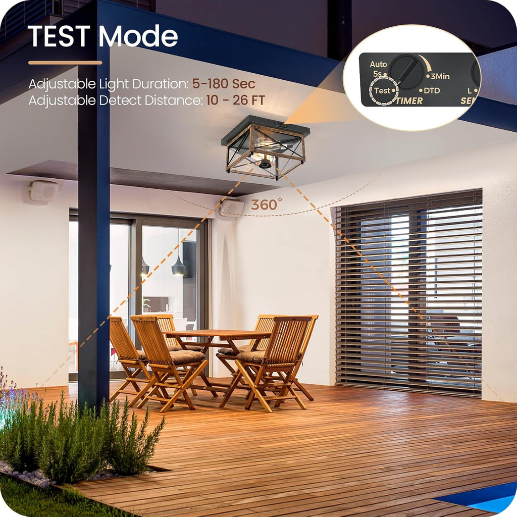 Outdoor Ceiling Light with Motion Sensor, Flush Mount Porch Ceiling Lights Outdoor