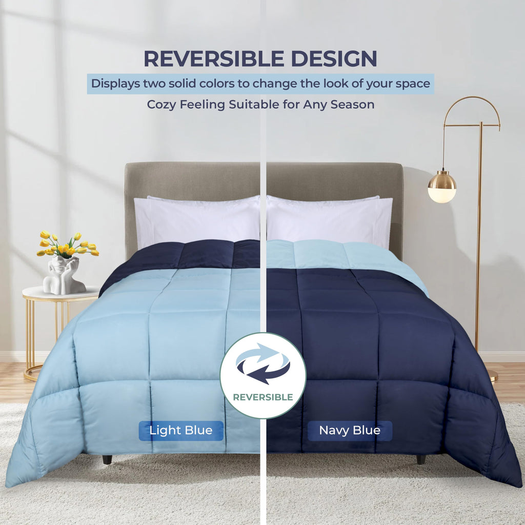 Brushed Microfiber Comforter, Down Alternative Bedding, Medium Weight, Soft Bed Cover, Plush Duvet Insert, Oversized