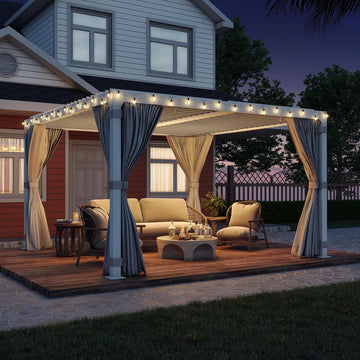 Louvered Pergola 10x10, Outdoor Aluminum Pergola with Adjustable Rainproof Roof for Garden, Patio, Deck