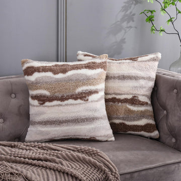 Decorative Throw Pillow Covers 26x26 Set of 2 Faux Fur Fluffy Plush Sherpa Fuzzy Cushion Cases Boho Modern Home