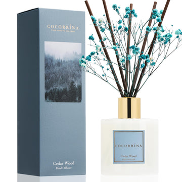 Reed Diffuser - Cedar Wood 6.7 fl oz Reed Diffuser with Sticks, Home Bedrrom Bathroom Shelf Decor