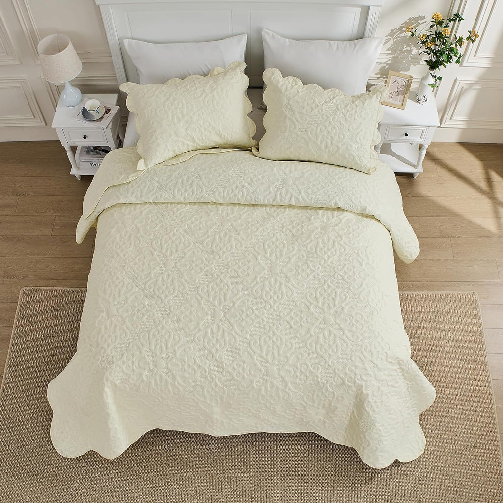 Oversized Bedspread 128x120 for Extra Tall King/California King Bed - Lightweight Quilted Coverlet Set 3 Pieces (1