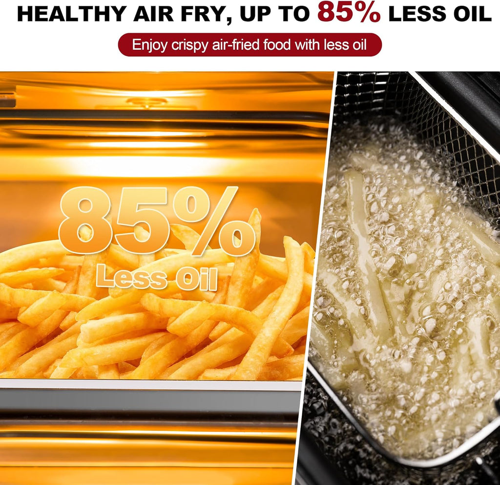 Air Fryer Toaster Oven Combo, 26.5QT Large Capacity with Visible Window, 11-in-1 Countertop Toaster Oven, 85% Less Oil