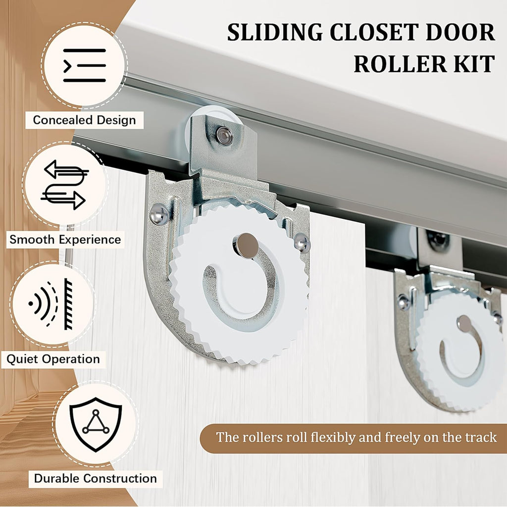 Sliding Closet Doors, 96" x 80" (Double 48") Bypass Closet Door, 2-Panel Interior Sliding Door with 