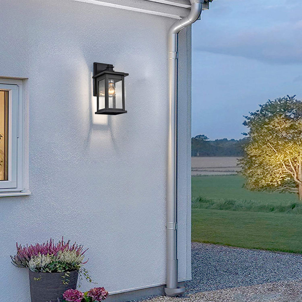 12 Inch Matte Black Modern Farmhouse Outdoor Wall Lantern 1 Pack