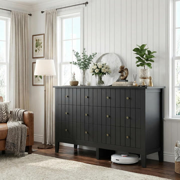Modern 6 Drawer Double Dresser with Deep Drawers, Chest of Drawers with Wide Toptable, Wide Storage Organizer Cabinet