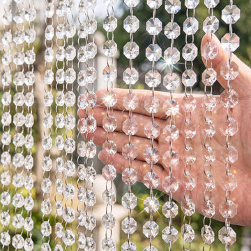 98.4ft Glass Crystal Garland Strand, 30 Pcs Hanging Crystal String