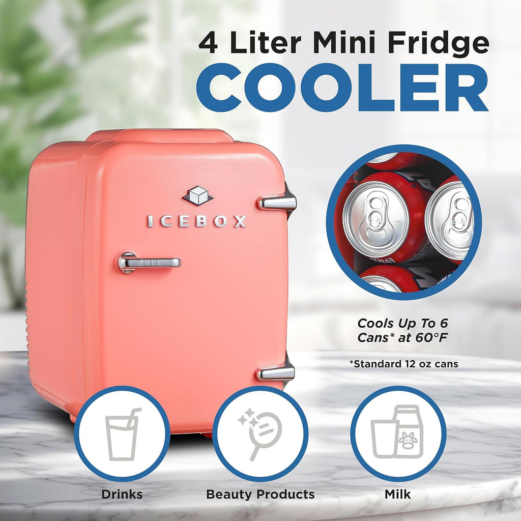IBMF4BLS Mini Fridge For Bedroom, Skincare Refrigerator, Portable Cooler & Warmer for Makeup, for Office & Home, Mini