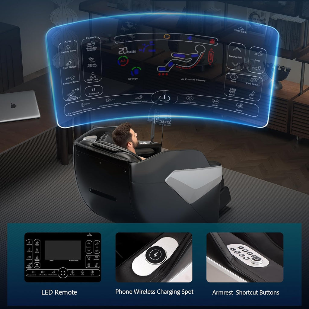 Massage Chair Full Body: Zero Gravity with SL Track, 3D Robot Hands, Heat, Airbag Massage, Foot Roller, Bluetooth