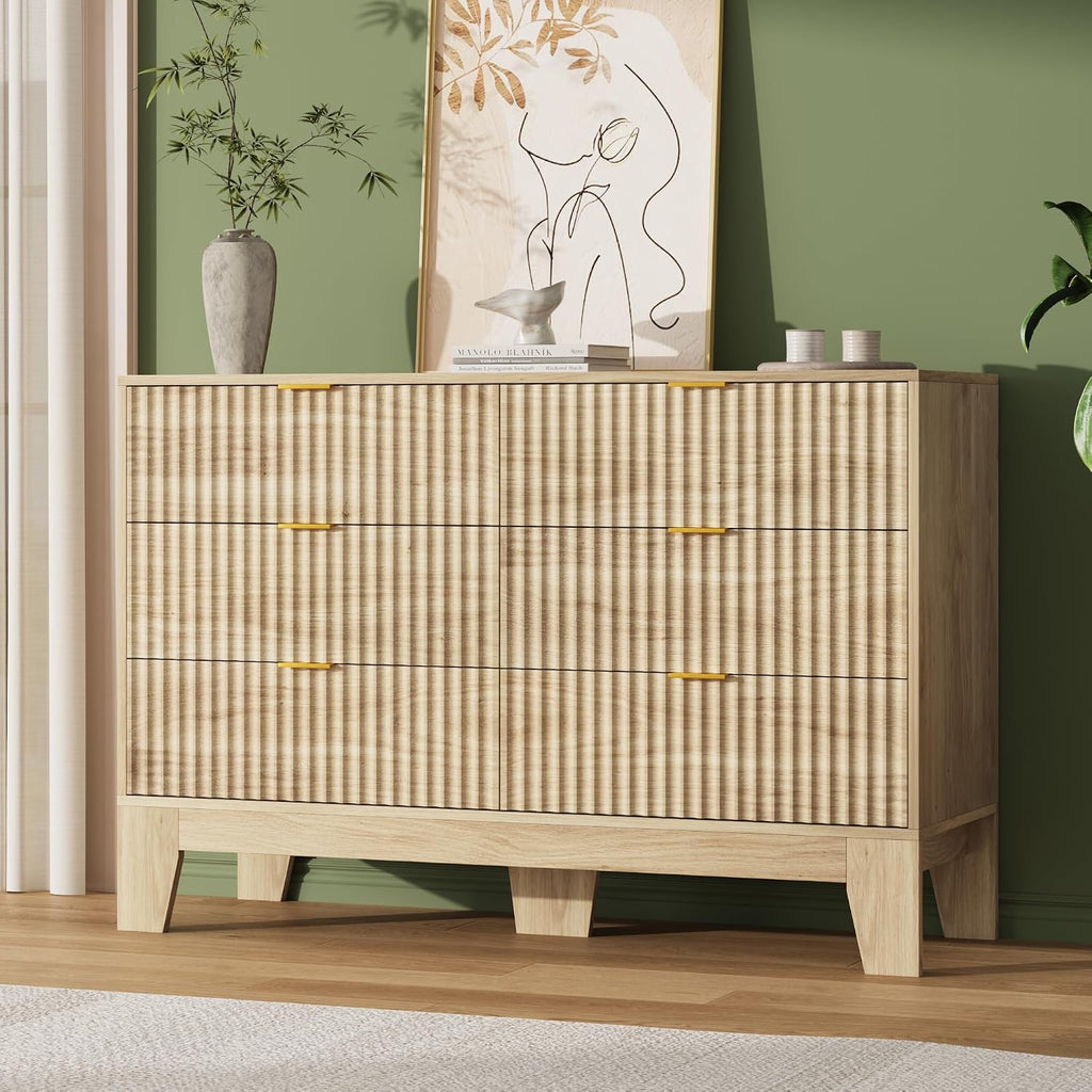 6 Drawer Dresser , Fluted Dresser