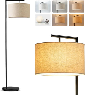 Montage Modern Floor Lamp - LED Standing Lamp with Tan Shades & Offices - Bedroom Reading Light