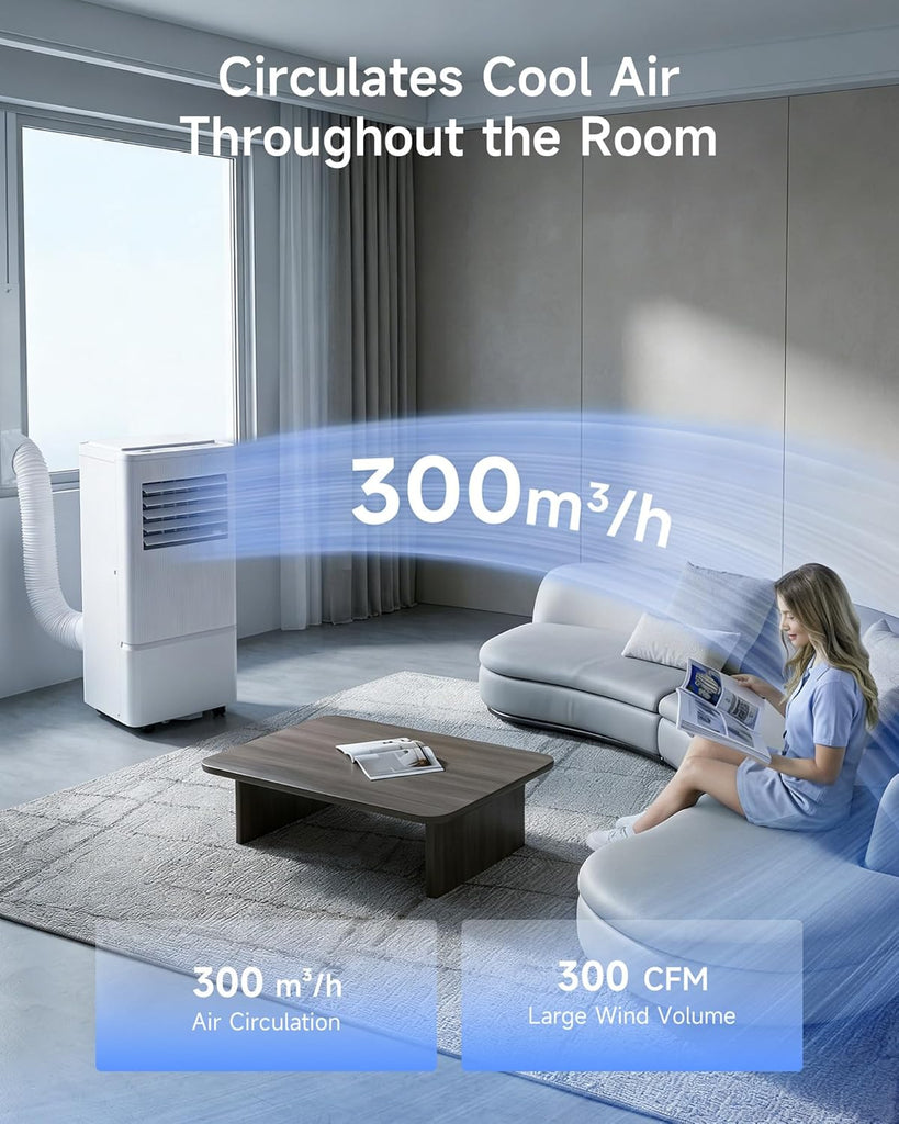 Portable Air Conditioners, 10000 BTU Air Conditioner Portable for Room Up to 450 Sq.Ft, Remote Control, 24H Timer