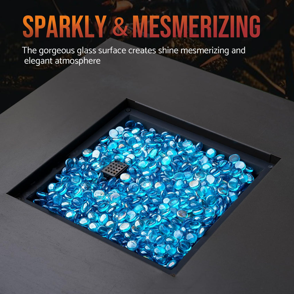 10-Pound Caribbean Blue Fire Glass Beads for Fire Pit Fireplace