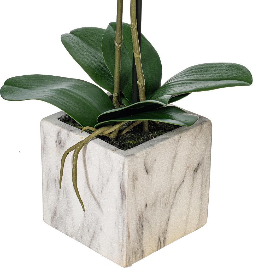 22" Indoor Artificial Pink and White Phalaenopsis Spray - Real Touch Petals - Decorative Ceramic Pot